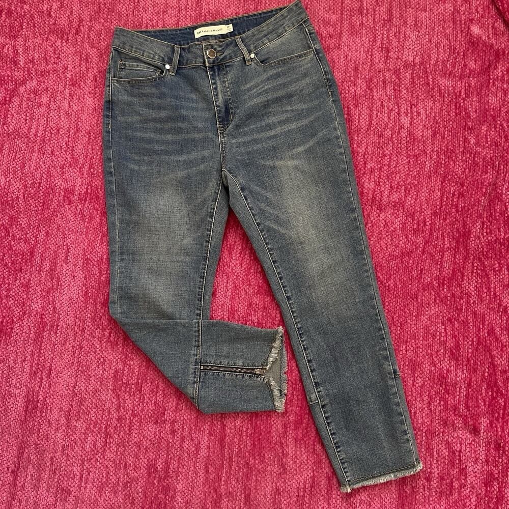 Rebecca Minkoff Cropped Ankle Jeans Raw Hem Ankle Zippers Blue Size 8p